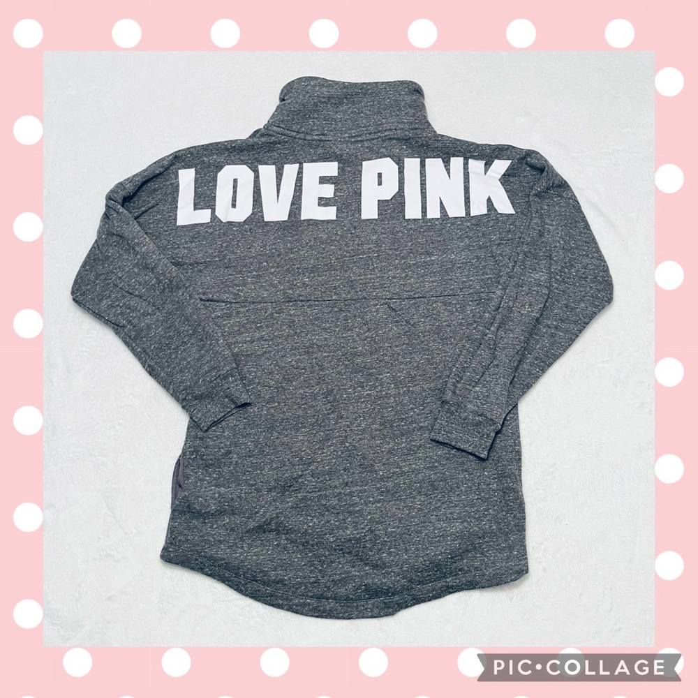 VS PINK oversized varsity half zip top sweatshirt